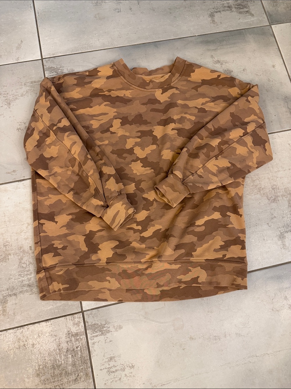 lululemon athletica perfectly oversized Brown Camo Crewneck Sweatshirt